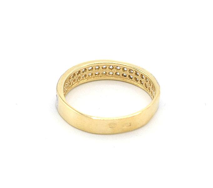 Zlatý prsten kroužek se zirkony dvě barvy zlata 2,90g