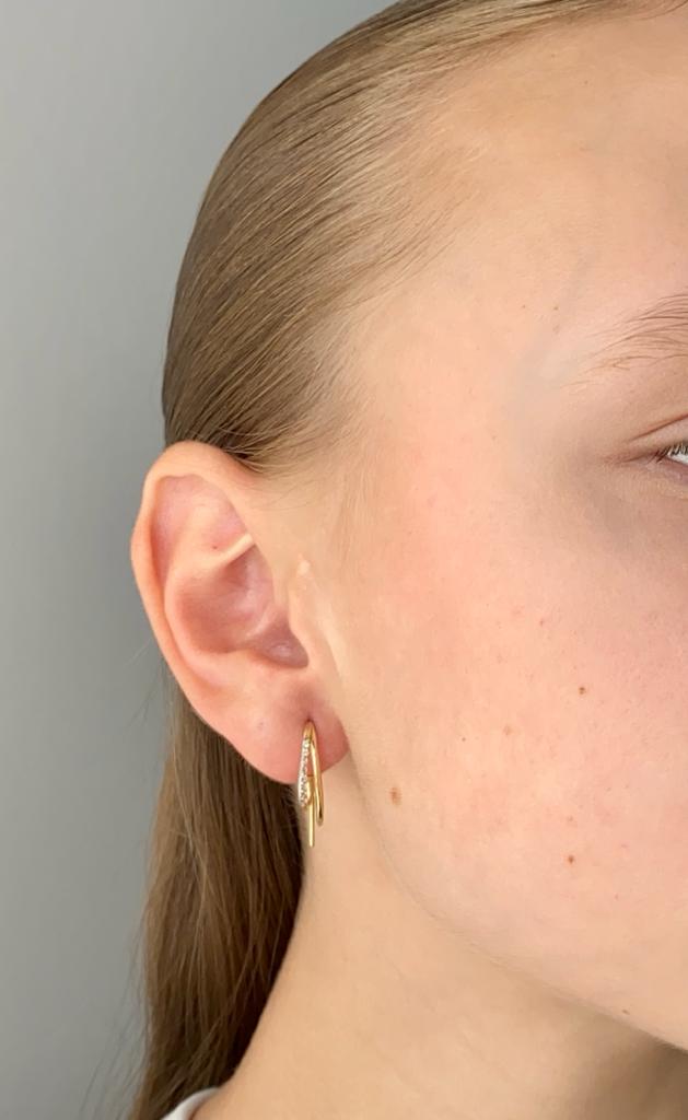 Zlaté náušnice spirály se zirkony 2,15g