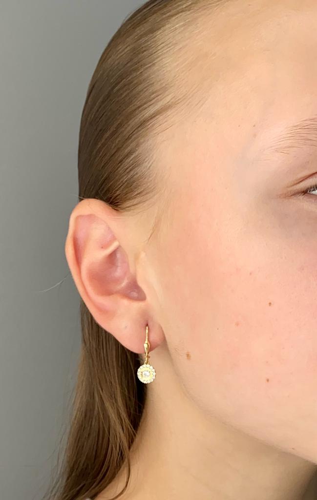 Zlaté náušnice kulaté se zirkony 2,42g