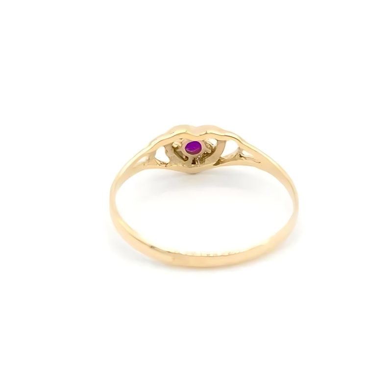 Zlatý prsten srdíčko s červeným kamínkem 1,18g