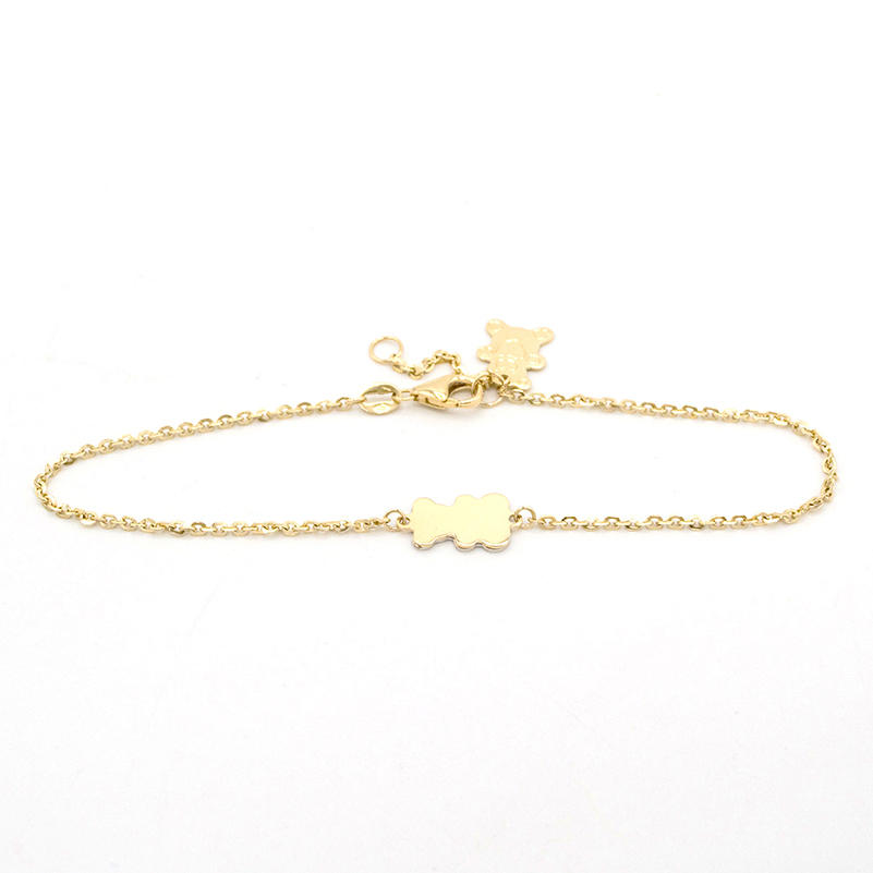 Zlatý náramek Anker s medvídkem se zdobením dvě barvy zlata 1,55g