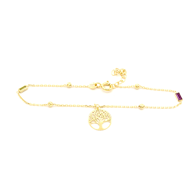 Zlatý náramek strom života s barevnými kamínky 1,25g