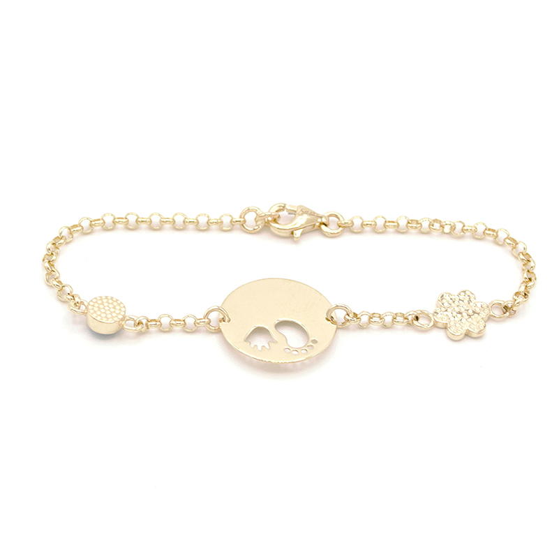 Zlatý dětský náramek Anker zdobený přívěsky 2,80g