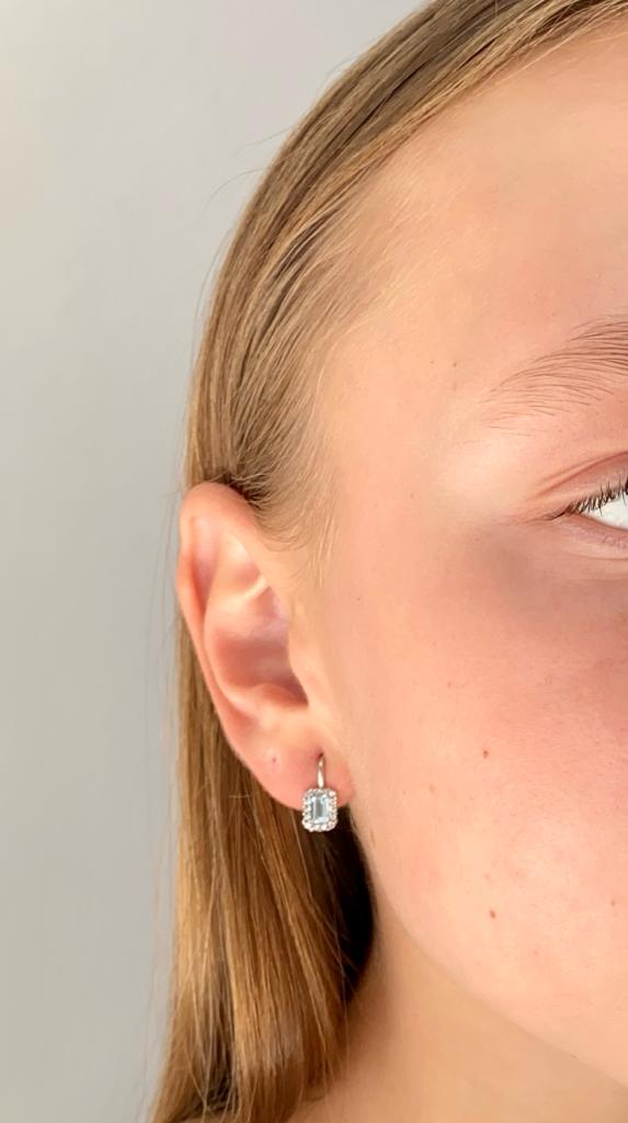 Náušnice z bílého zlata, s topazem a zirkony 1,95g