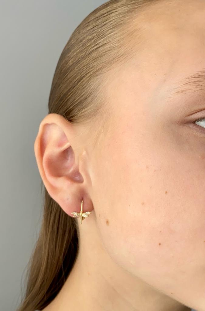 Zlaté náušnice vážky se zirkony 1,57g