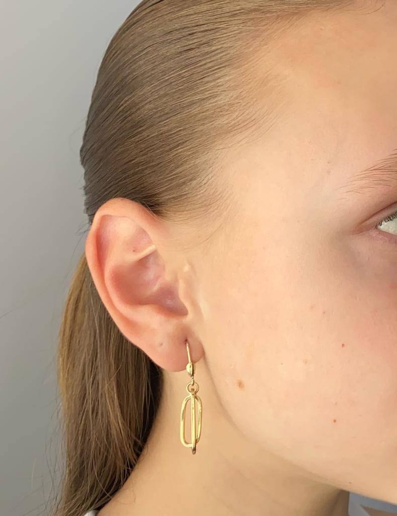 Zlaté náušnice visací propletené ovály 2,30g