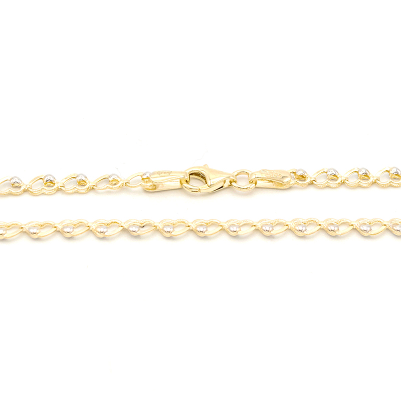 Zlatý řetízek ze srdíček dvě barvy zlata 3,25g