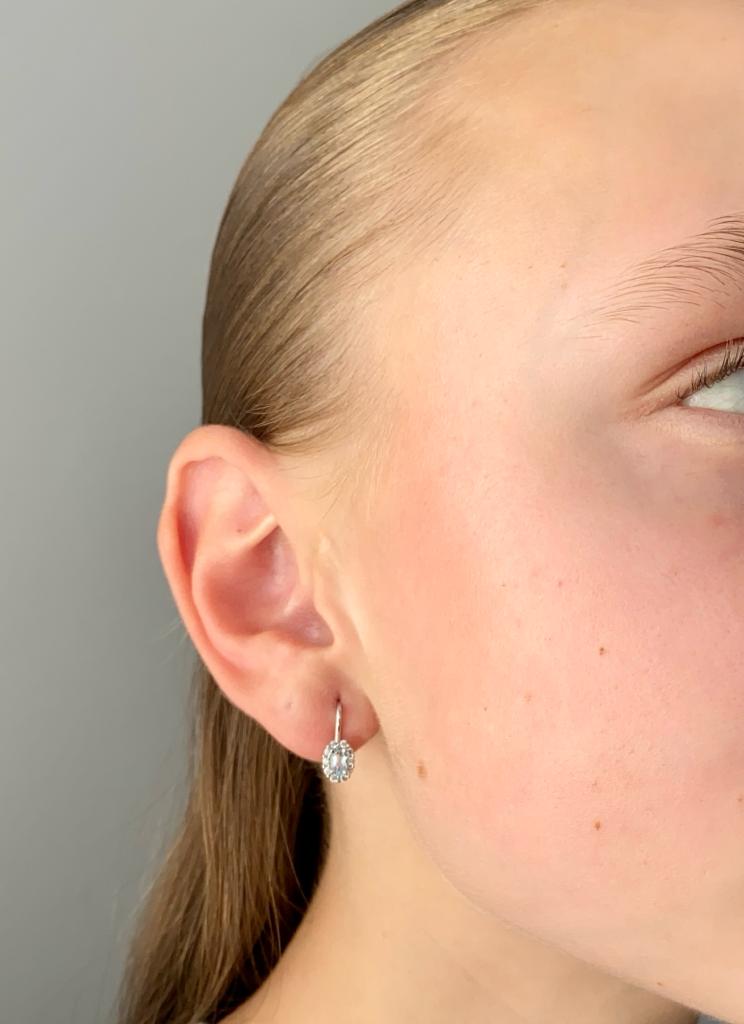 Náušnice z bílého zlata, s topazem a zirkony 1,95g