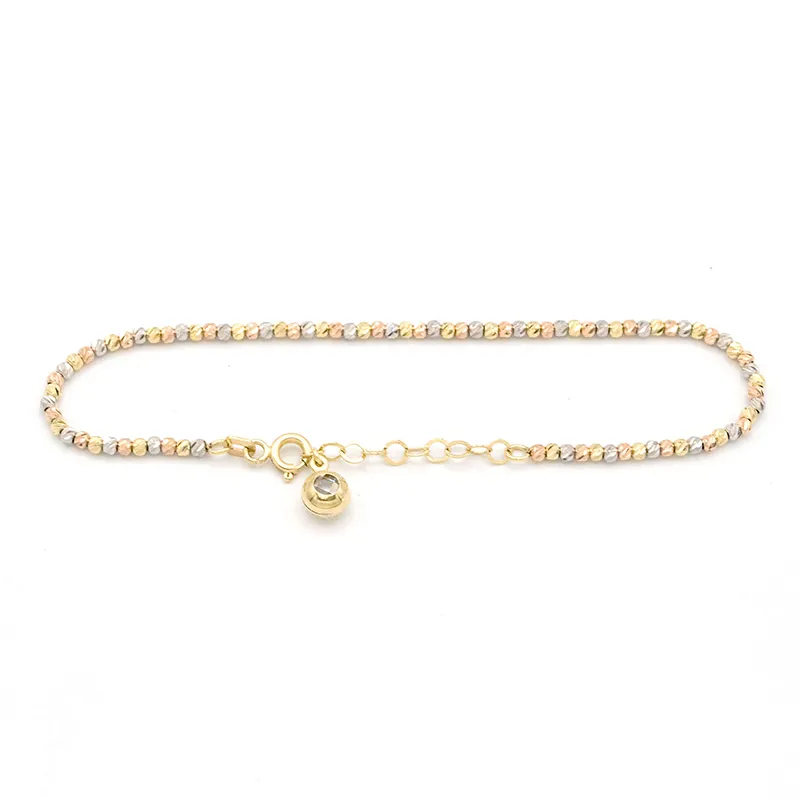 Zlatý náramek z lesklých kuliček tři barvy zlata 3,08g