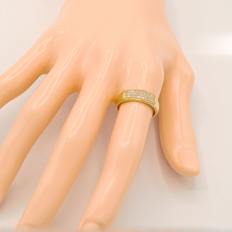 Zlatý prsten se třemi pruhy zirkonů 2,50g