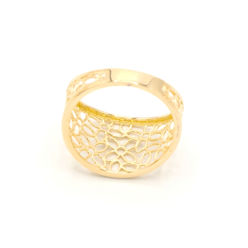 Zlatý prsten pestře zdobený kytkami 2,15g