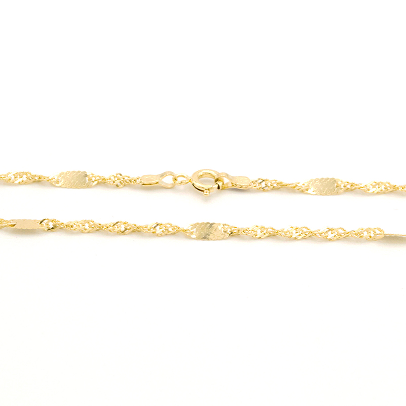 Zlatý řetízek Singapore zdobený ploškami 3,10g