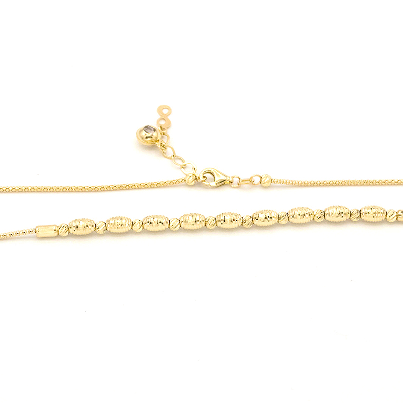 Zlatý náhrdelník s lesklými kuličkami a válečky 5,65g