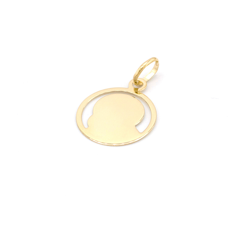 Zlatý přívěsek Madonka s dítětem kulatá se zdobením 0,59g