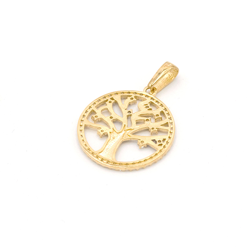 Zlatý přívěsek strom života zdobený zirkony dvě barvy zlata 1,65g