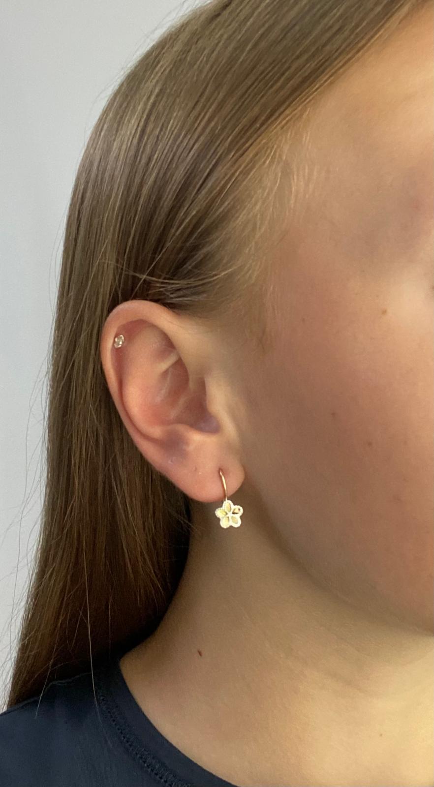 Zlaté náušnice kytky se zdobením dvě barvy zlata 1,75g