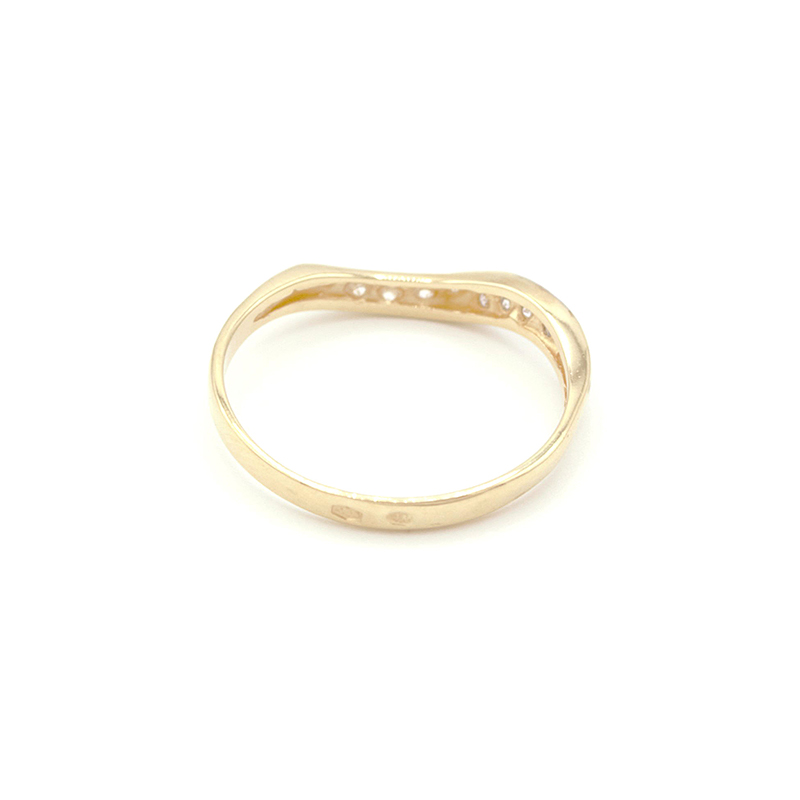 Zlatý prsten vlnky se zirkony dvě barvy zlata 1,17g 