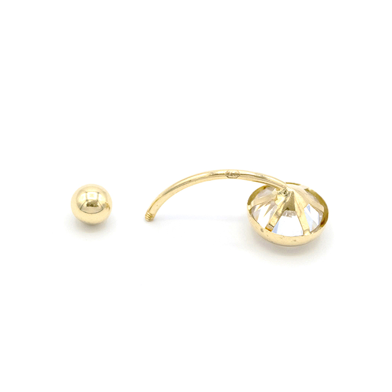 Zlatý piercing s kulatým zirkonem 1,14g