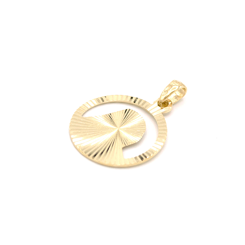 Zlatý přívěsek Madonka kulatá s gravírovanámi proužky 1,50g