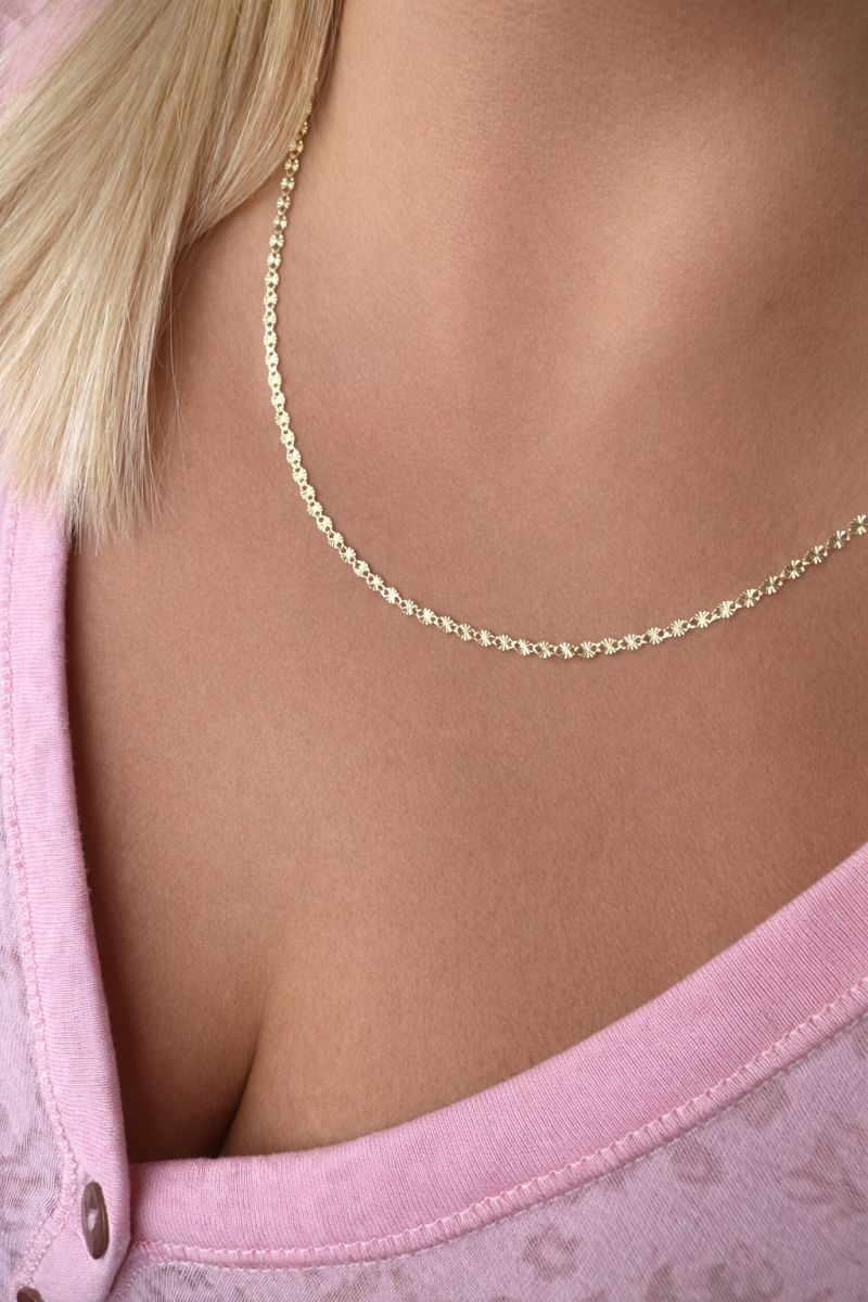 Zlatý řetízek Valentina zdobená proužky 1,65g