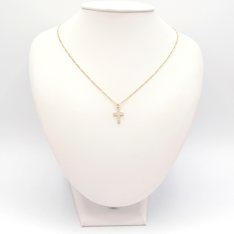 Zlatý přívěsek kříž se zirkony 0,70g