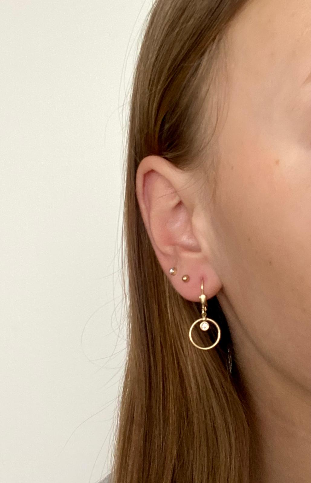 Zlaté  náušnice visací kruhy se zirkonem 2,07g