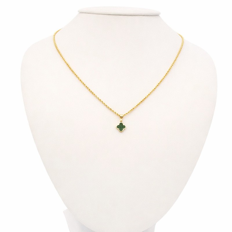Zlatý přívěsek čtyřlístek se zeleným kamenem 