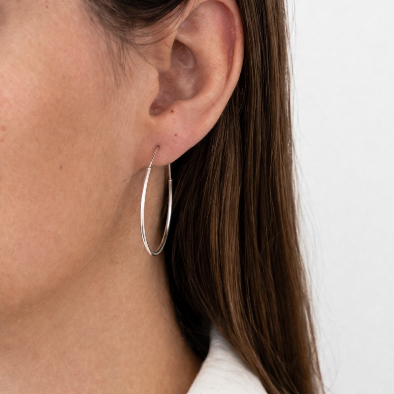 Náušnice z bílého zlata jemné ovály 