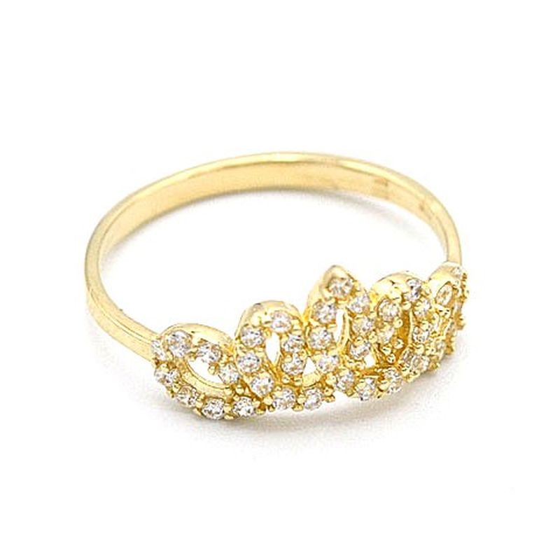 Zlatý prsten korunka se zirkony 1,48g