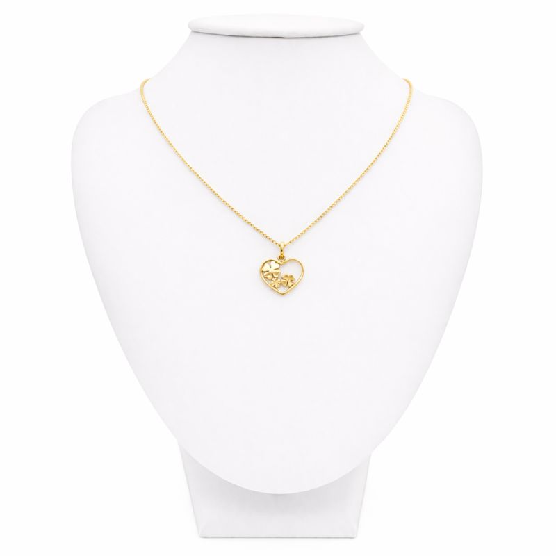 Zlatý přívěsek srdce zdobený čtyřlístky 
