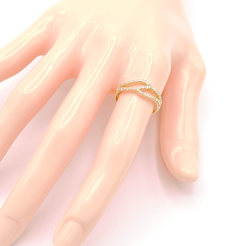 Zlatý prsten vlny se zirkony 1,90g