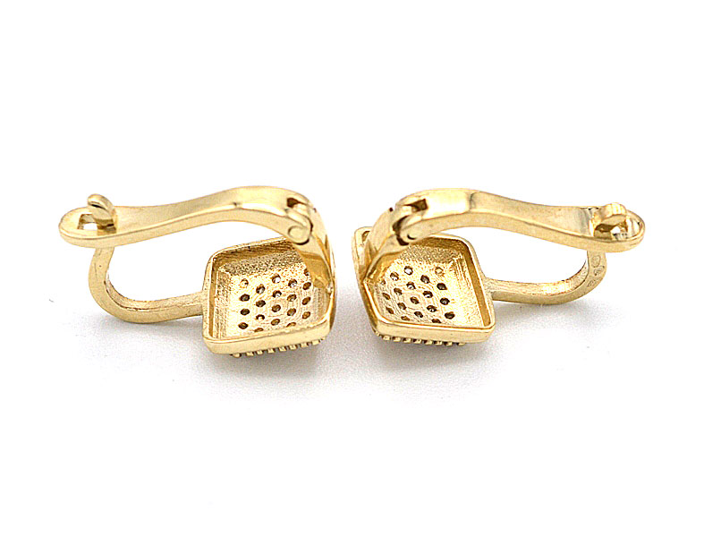 Zlaté náušnice čtverečky se zirkony 2,80g