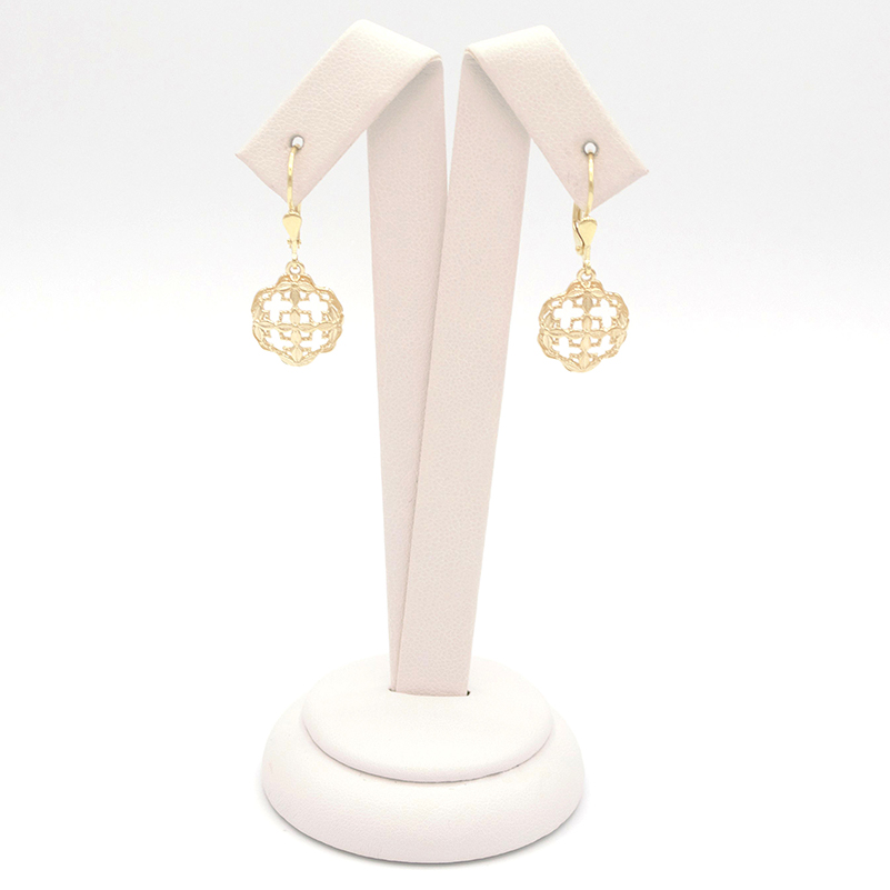 Zlaté náušnice visací pestře zdobené 2,80g