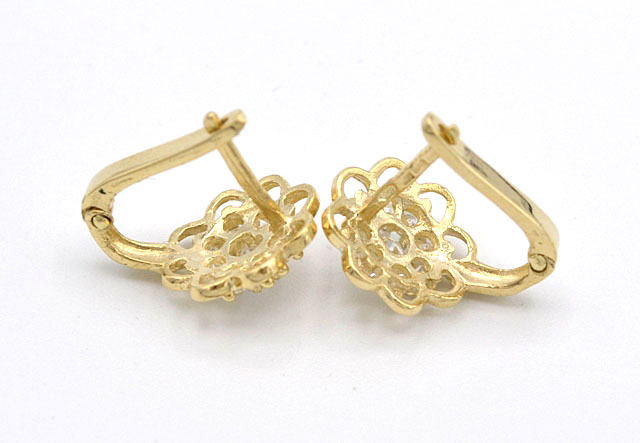 Zlaté náušnice kytky se zirkony 2,17g