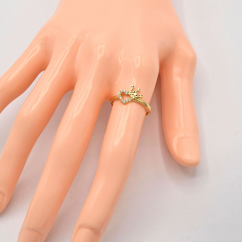 Zlatý prsten srdce s korunkou a zirkony 0,95g 