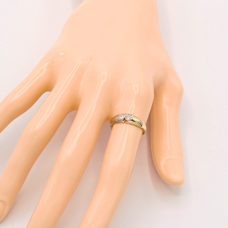 Zlatý prsten se zirkonem půlený dvě barvy zlata 1,23g