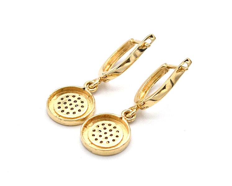 Zlaté náušnice kulaté se zirkony a nápisy 3,25g