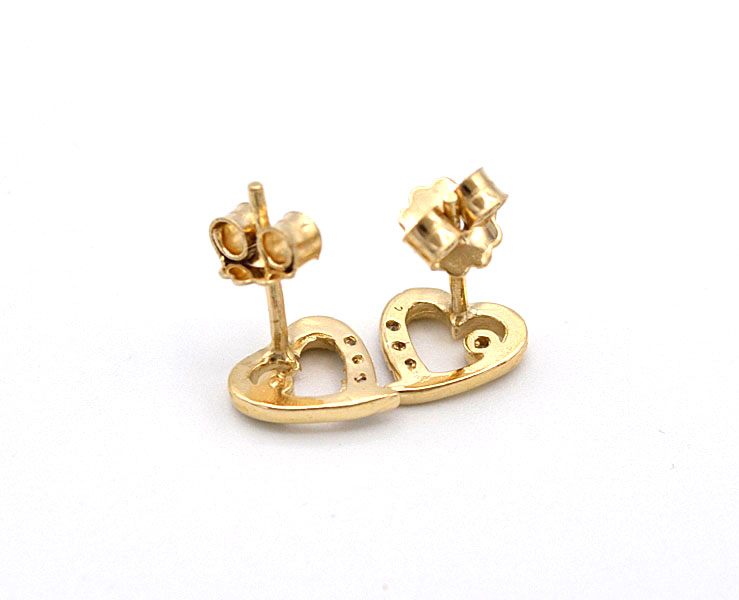 Zlaté náušnice srdíčka se zirkony