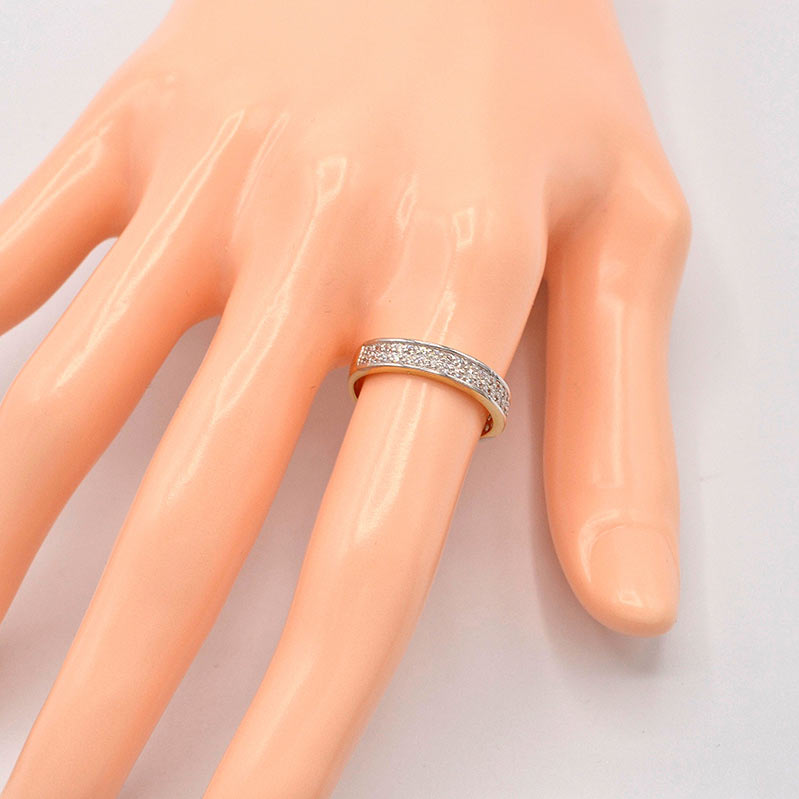 Zlatý prsten kroužek se zirkony dvě barvy zlata 2,90g