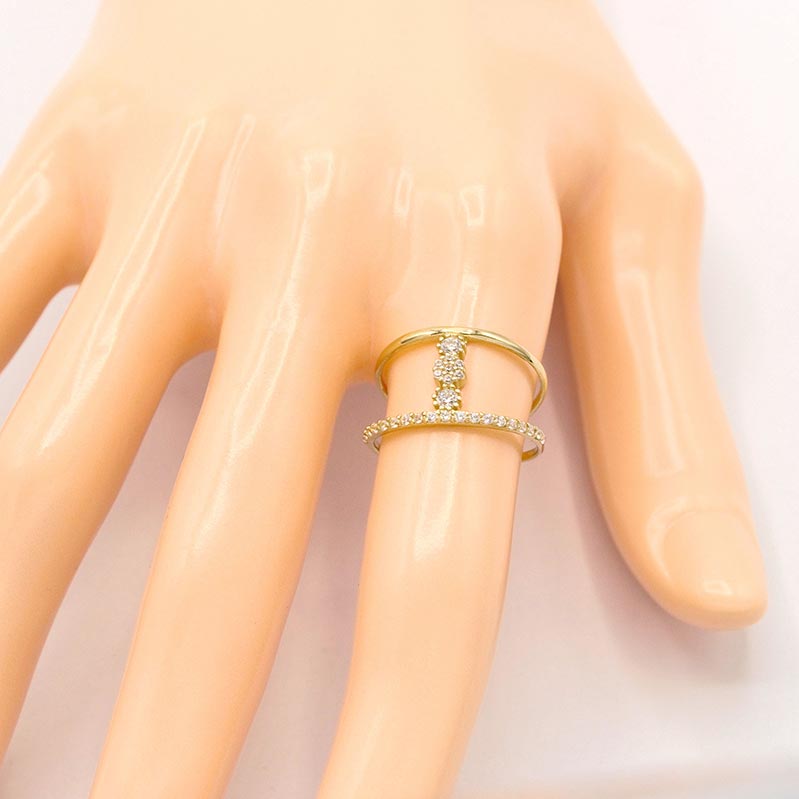 Zlatý prsten dvojitý se zirkony 2,45g