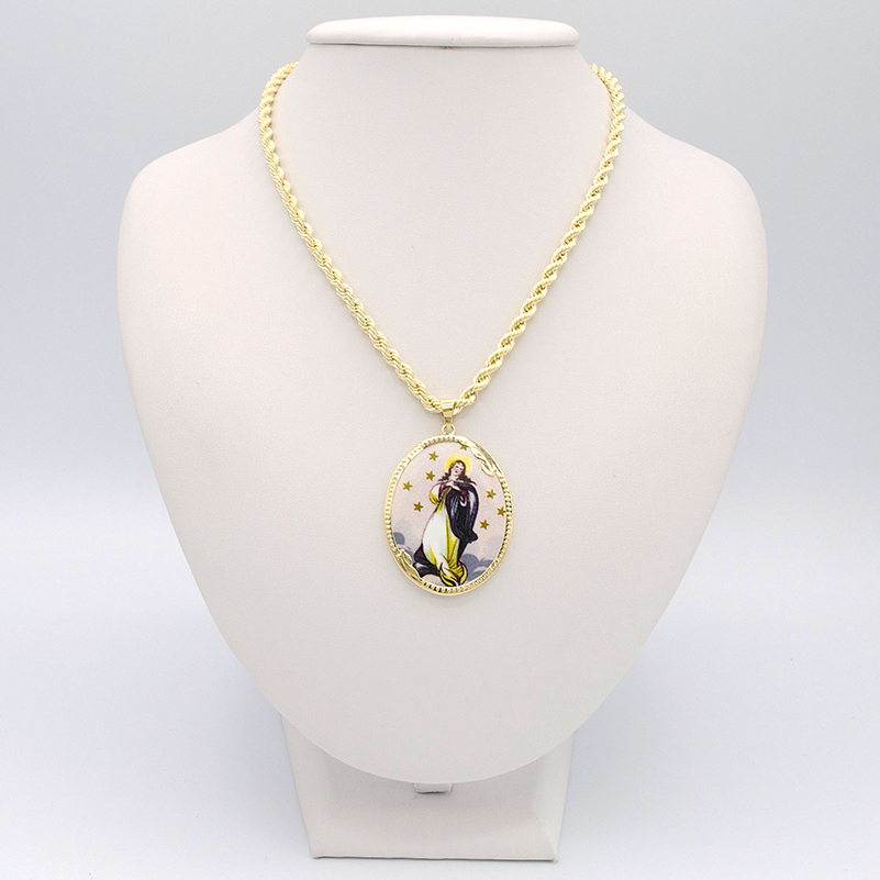 Zlatý přívěsek Madonka ve smaltu barevná 8,25g