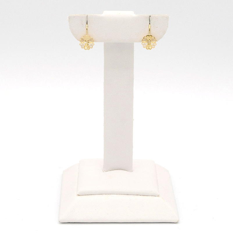 Zlaté náušnice čtyřlístky ze srdíček se zirkony 1,48g