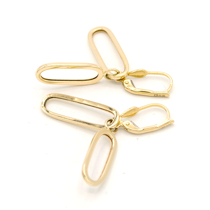 Zlaté náušnice visací propletené ovály 2,30g