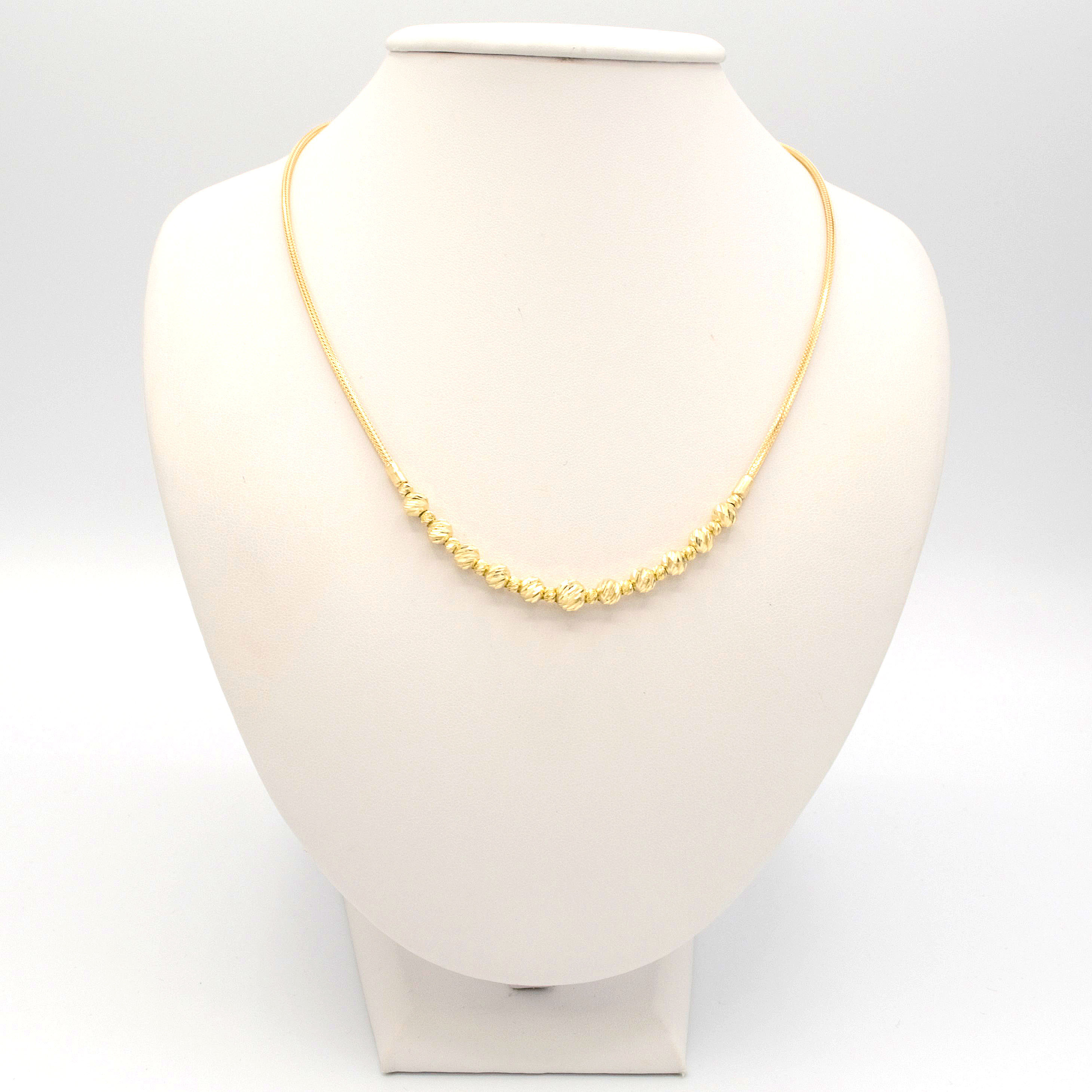 Zlatý náhrdelník lanko s lesklými kuličkami 7,28g