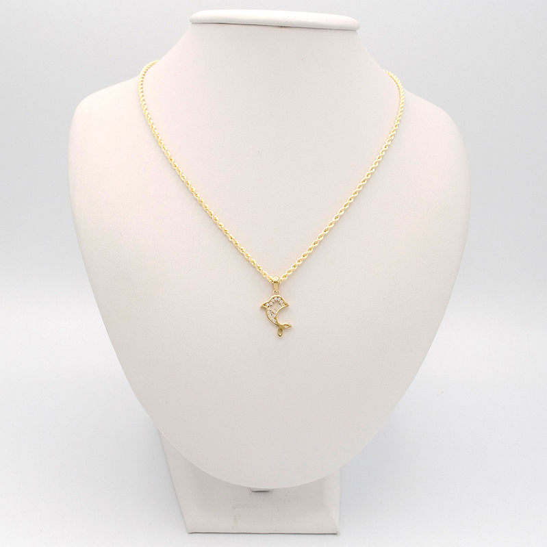 Zlatý přívěsek delfín se zirkony 1,00g