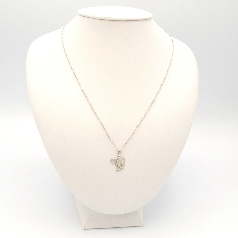 Zlatý přívěsek anděl se srdíčkem a zirkony bílé zlato 1,36g