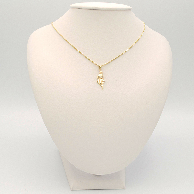 Zlatý přívěsek baletka se zirkony 0,85g