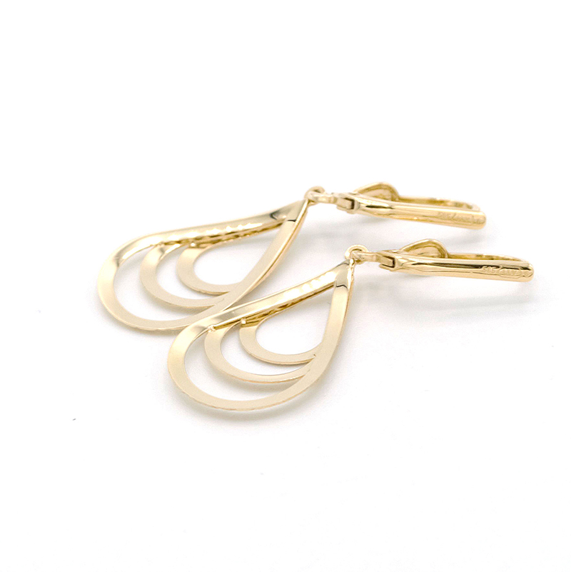 Zlaté náušnice kapky zdobené gravírováním 2,15g