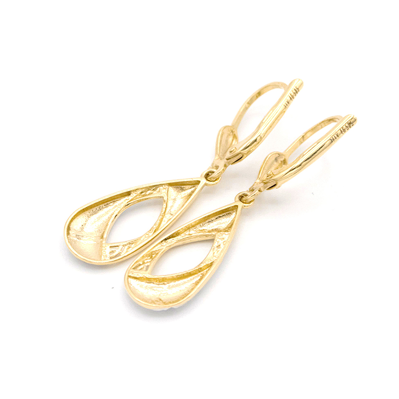 Zlaté náušnice visací kapky zdobené dvě barvy zlata 2,50g