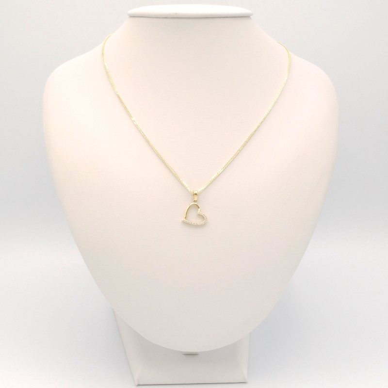 Zlatý přívěsek srdce se zirkony 0,95g